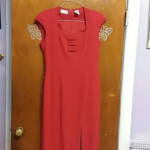 Liz Claiborne solid red maxi dress size 10